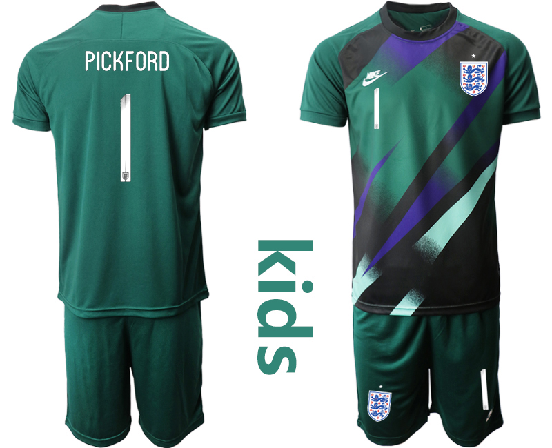 Cheap 2021 European Cup England Dark green Youth goalkeeper 1 soccer jerseys